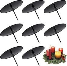 Pack of 8 Advent Wreath for Candle Holders, Diameter 8 cm, Black Advent Candle Holder, Metal Candle Holder with Spike, for DIY Advent Wreath, Decoration, Christmas Candle Plate