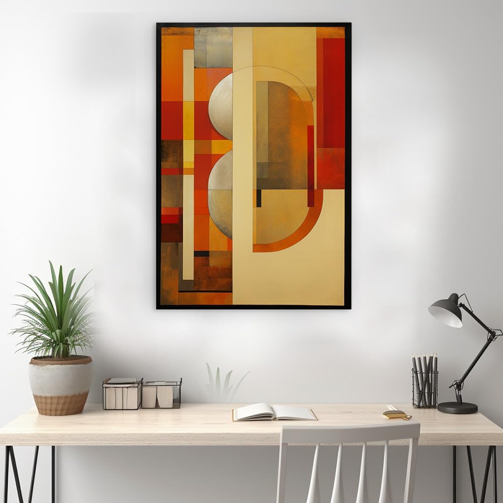 Canvas for Living room. Harmonious Chaos - Unveiling the Dynamic Symphony of Geometric Abstractions in Oil, 27 x 18 inch Canvas Wall Art - Contemporary Masterpieces - Modern Home Decor