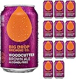 Big Drop Brewing Woodcutter Brown Ale, Naturally Brewed Alcohol Free Lager Beer, Non Alcoholic Beer With A Fruity, Caramel Taste, Award Winning Craft Beer, Gluten Free Beer, 12 x 330ml Cans
