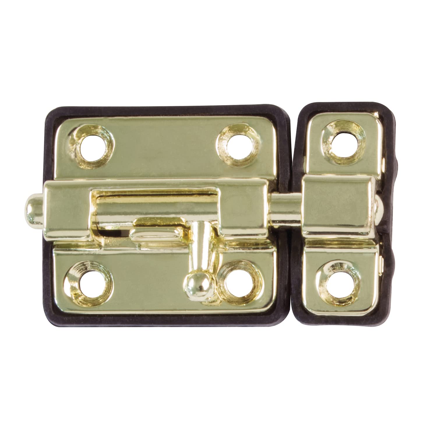 Amig - Latch bolt for doors Mod.383 | 38 x 34 mm | Safety latch with plastic base | For horizontal closure | Gold steel | Includes wood screws