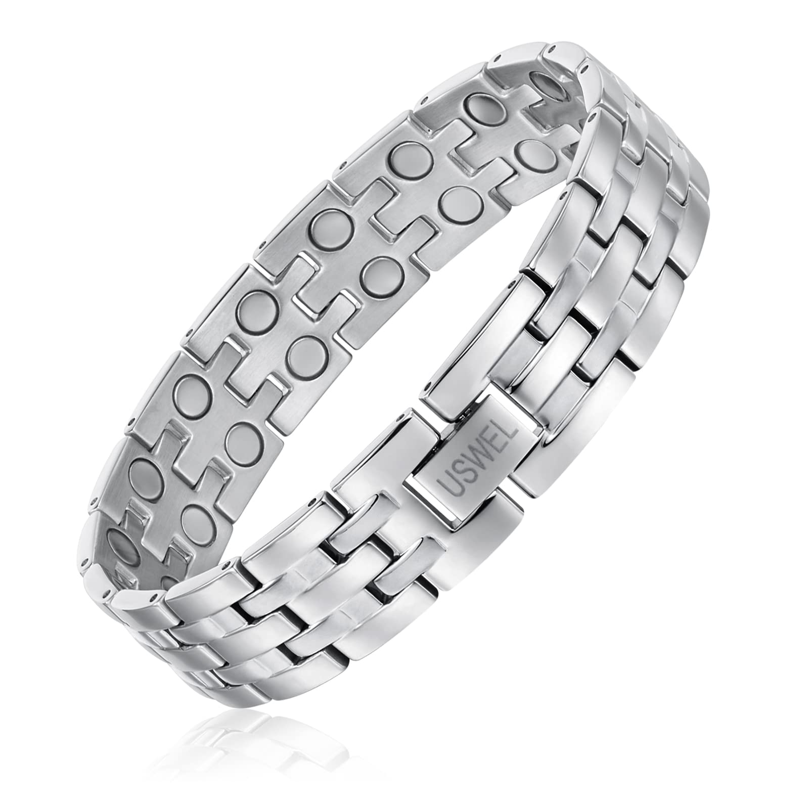 USWEL Men Anti-Stress Magnetic Therapy Bracelet - Arthritis & Carpal Tunnel Magnetic Bracelets for Men | Magnetotherapy Body Firming Bracelet, Boost Metabolism Energy Magnetic Bracelet, Birthday Lymphatic Health Jewelry