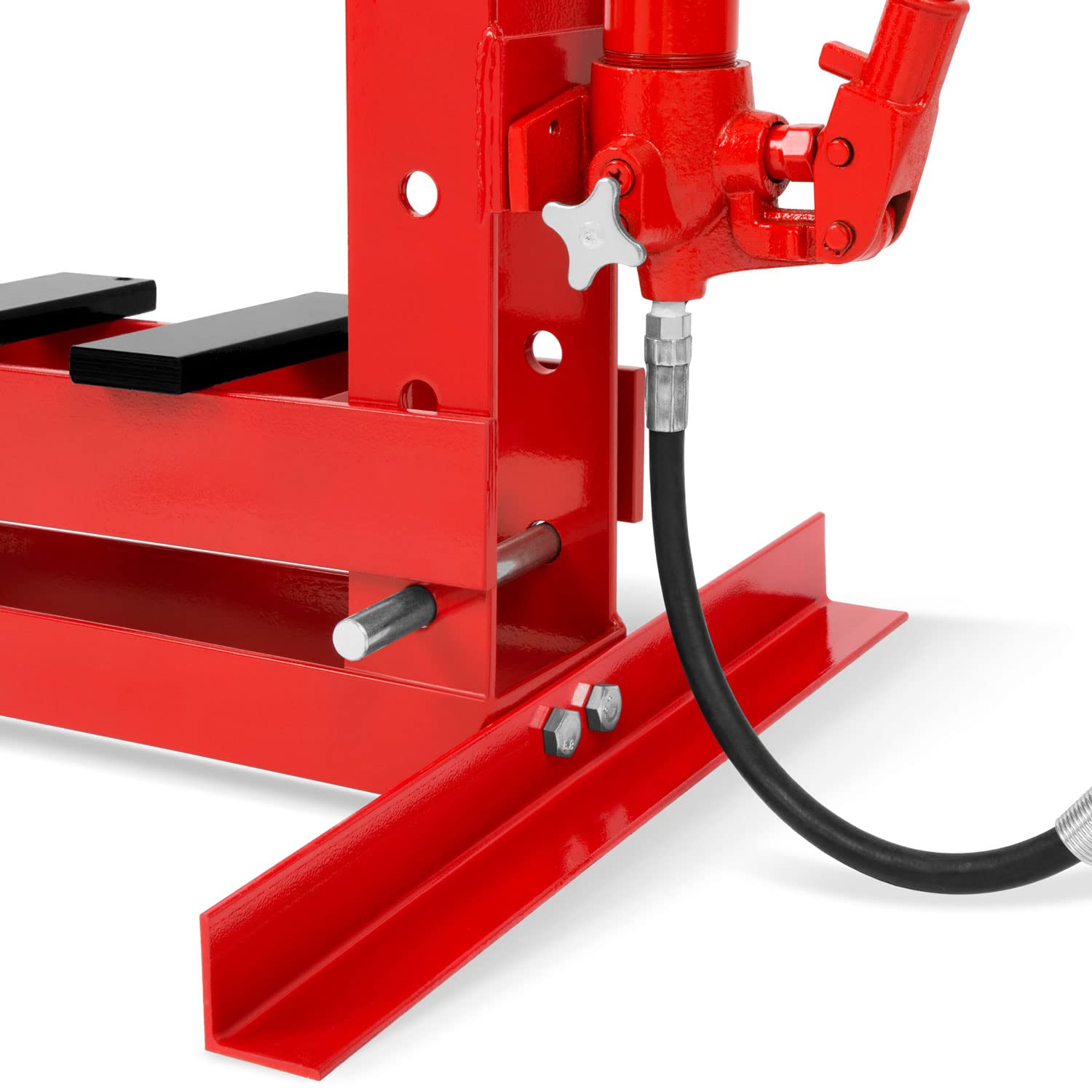 EBERTH Prensa hidráulica de taller 10T prensa hidráulica con manómetro, prensa de mesa, altura de trabajo 375 mm, ancho de trabajo 350 mm, altura total 1180 mm, 2 mordazas, cilindro hidráulico