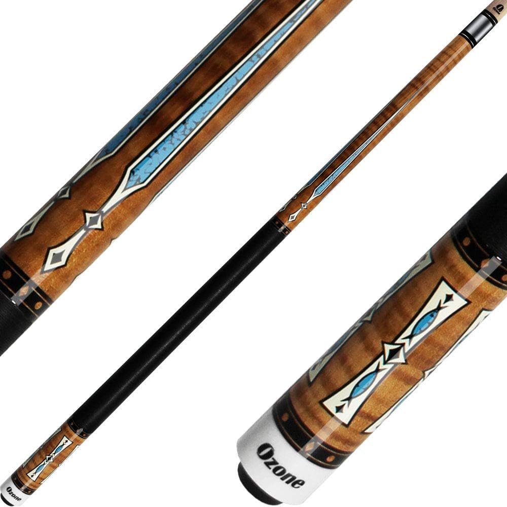 Ozone Billiards Ozone Cues Natural Curly Maple Blue Points