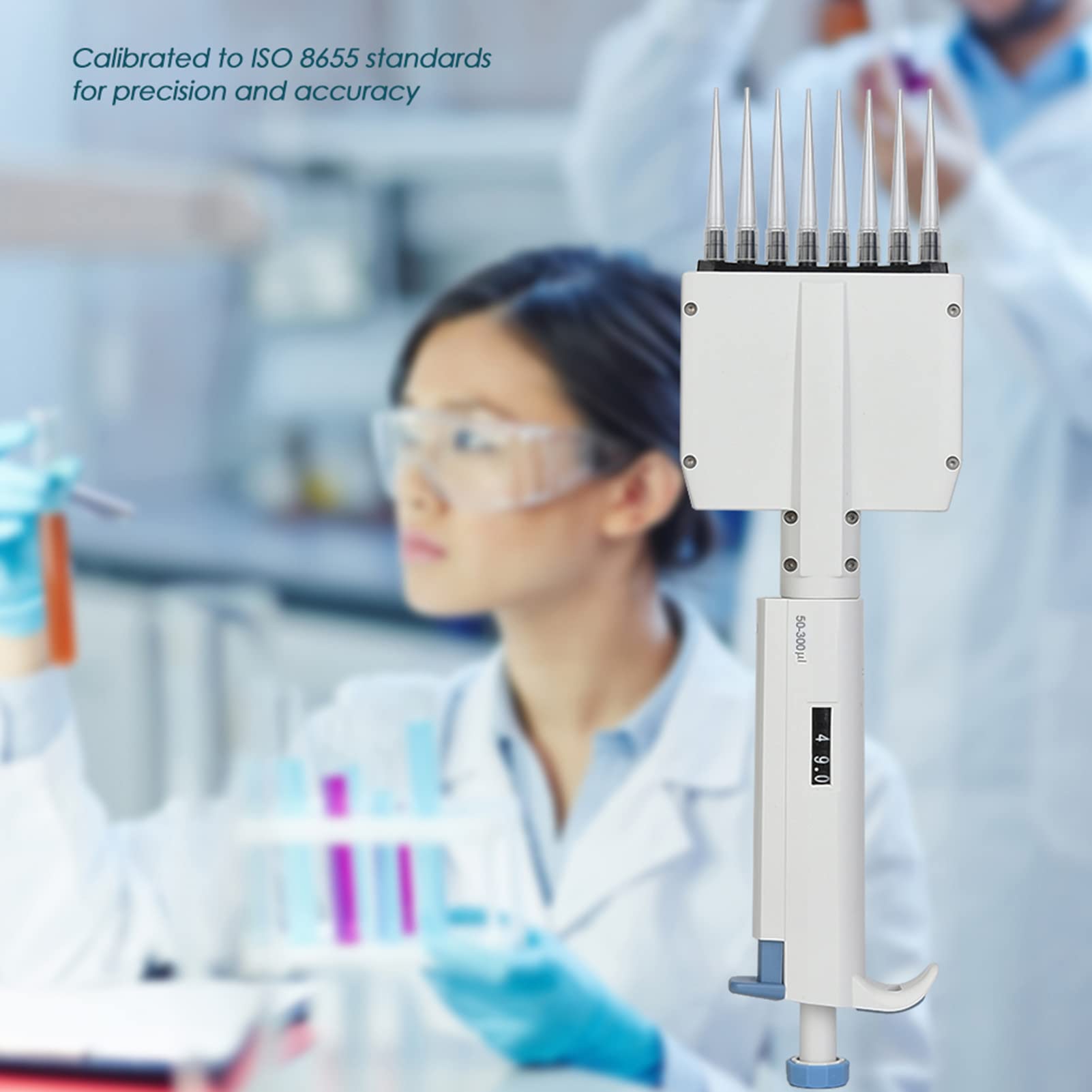 Pipetta a 8 Canali Pipetta da 50-300 μl Pipetta Multicanale Pipetta Meccanica a Volume Variabile Pipetta Regolabile Manuale Strumento di Laboratorio