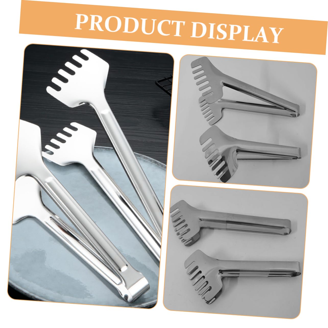 KICHOUSE 9 Inch Stainless Steel Salad Tong Comb-shape Salad Serving Tongs for Kitchen Buffet