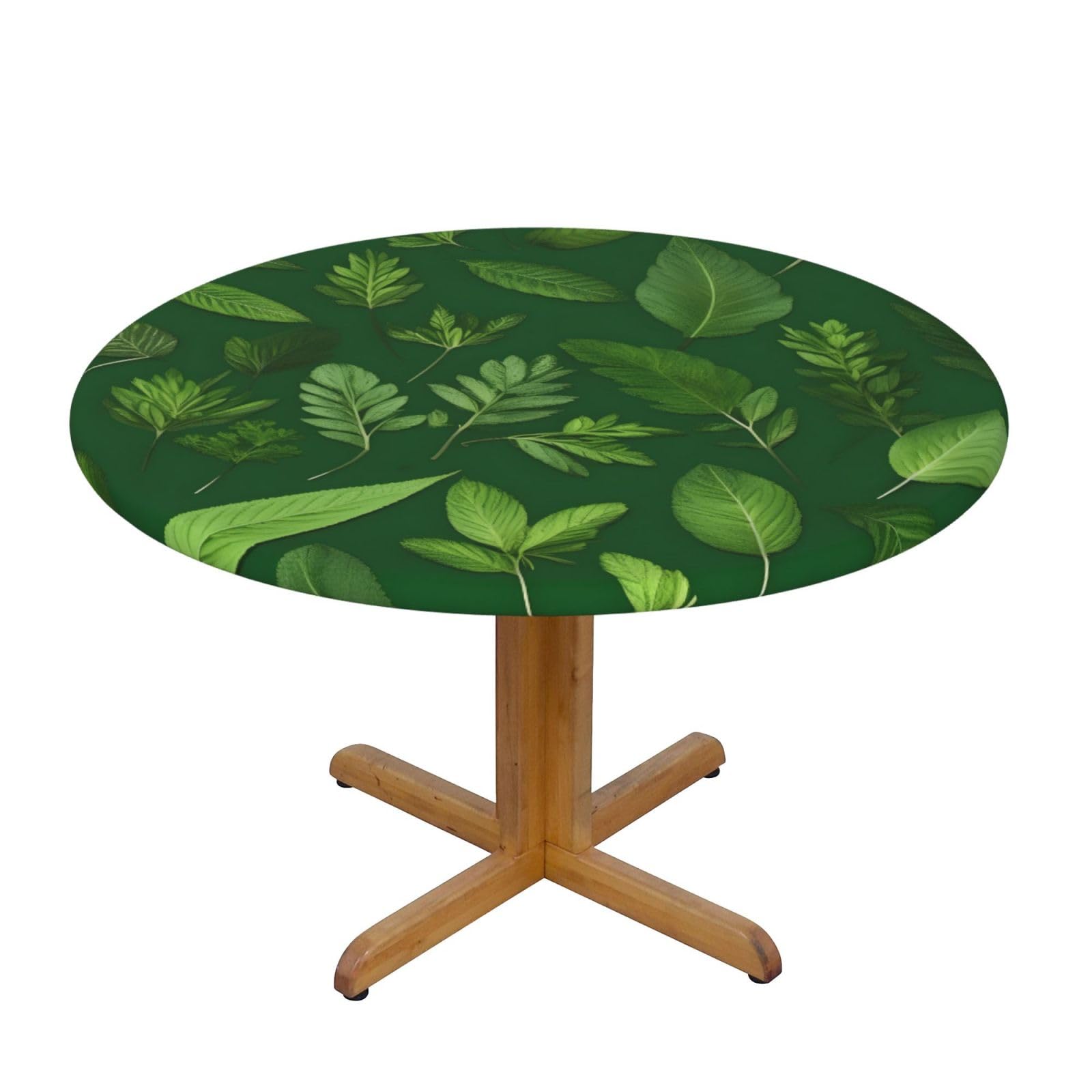 AYYQWE Herb Plant Leaves Print Round Tablecloth Dining Room Kitchen Table Cover Wedding Party Outdoor Indoor