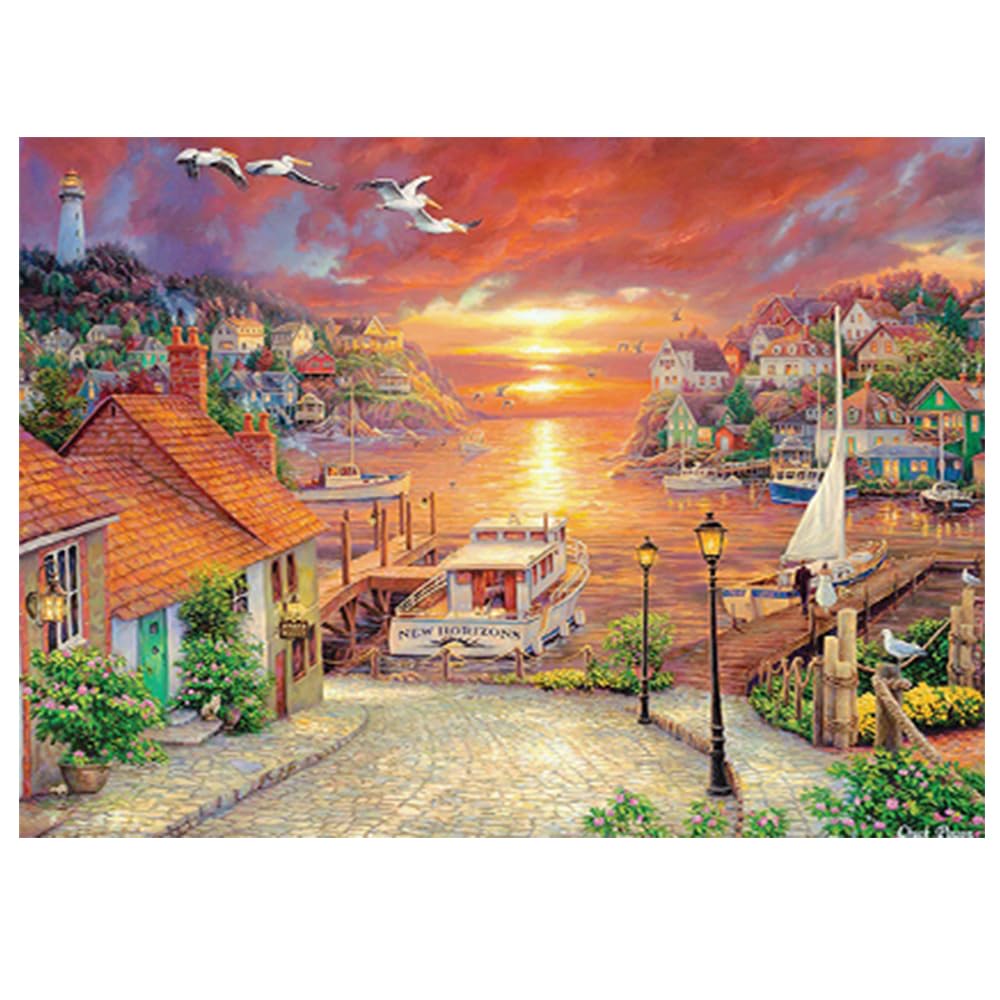 DCIDBEI Lot De 4 Diaond Painting Paysage Bord De Er 40x50 C - Fenêtre Ouverte, Plage - Point