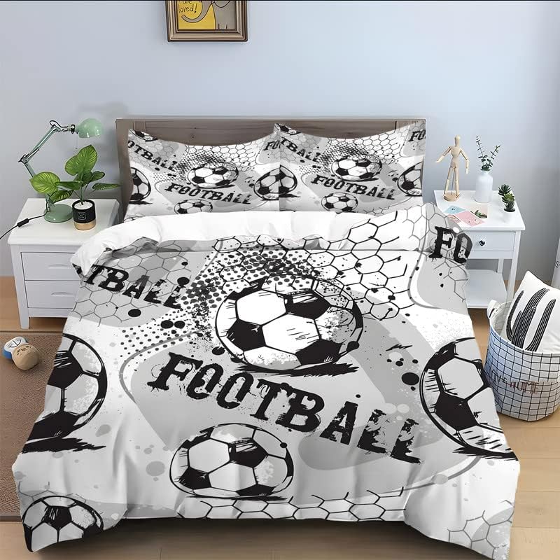 Parure de lit 2 personnes football 240x260 cm avec 2 taies d'oreiller