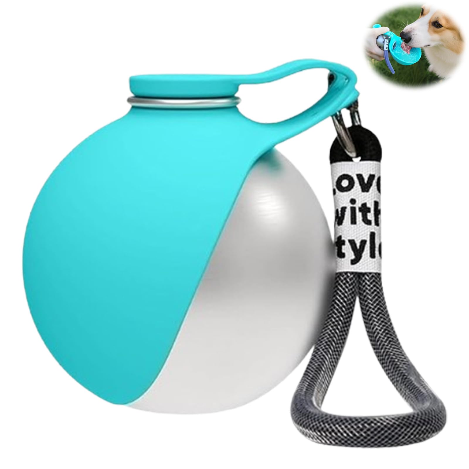 Clawly Dog Water Bottle, Dog Water Bottle Portable Pet Travel Bowl Foldable Dispenser, Foldable Pet Water Bottle for Travel, Suitable for Outdoor Dogs Walking (blue, No prin)
