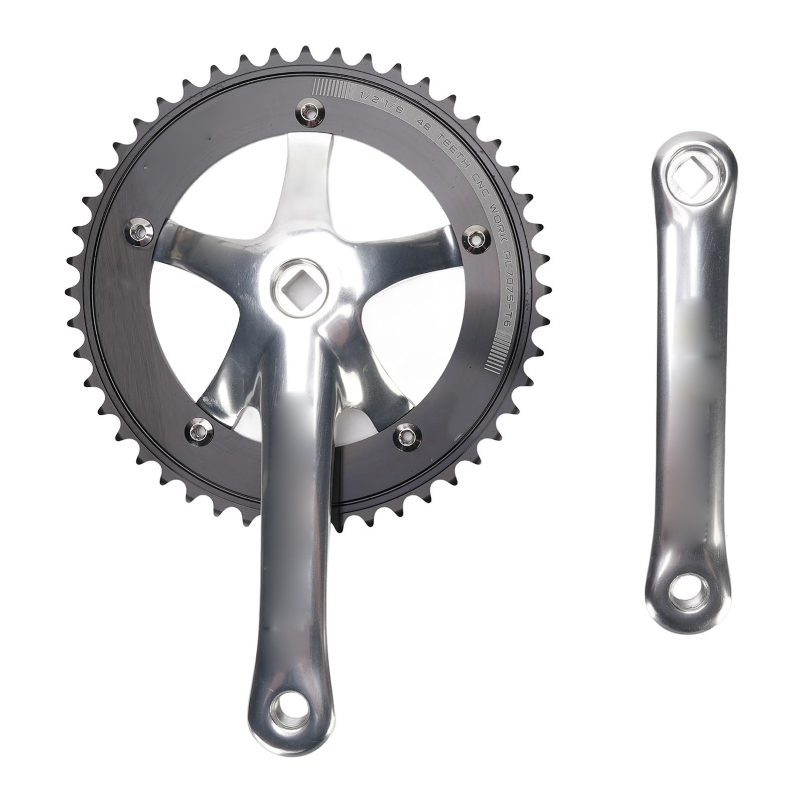 Yinhing Korba Rowerowa ze Stopu Aluminium 48T Jednobiegowa Korba Zestaw Ramion Korby do Rowerów z Ostrym Przełożeniem Srebrny i