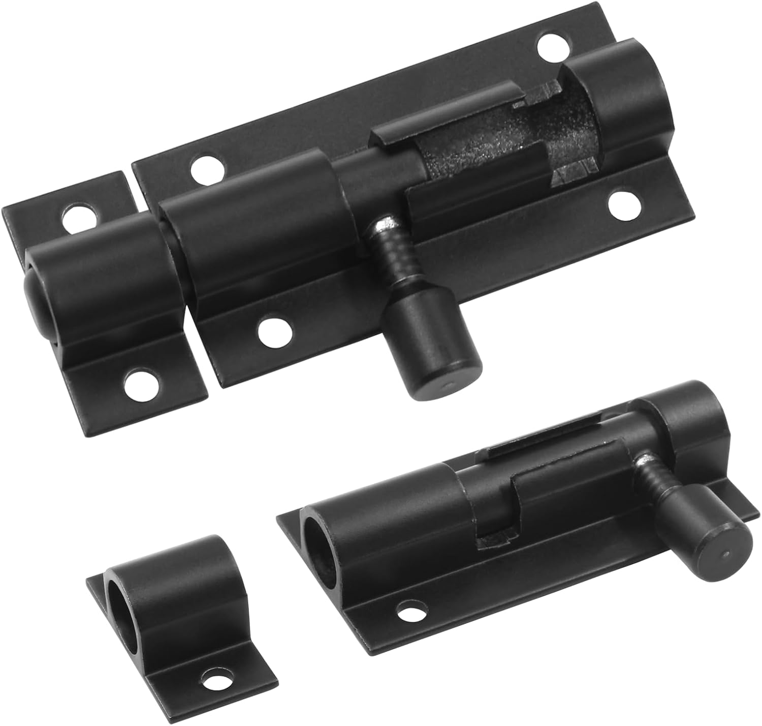 Piutouyar 2 Pcs 2 Inch Barrel Bolt Latch, Heavy Duty Sliding Door Latch Aluminum Alloy Mini Slide Bolt Latch Small Sliding Lock Door Lock for Security Gate Warehouse Garage Door Latches(Black)