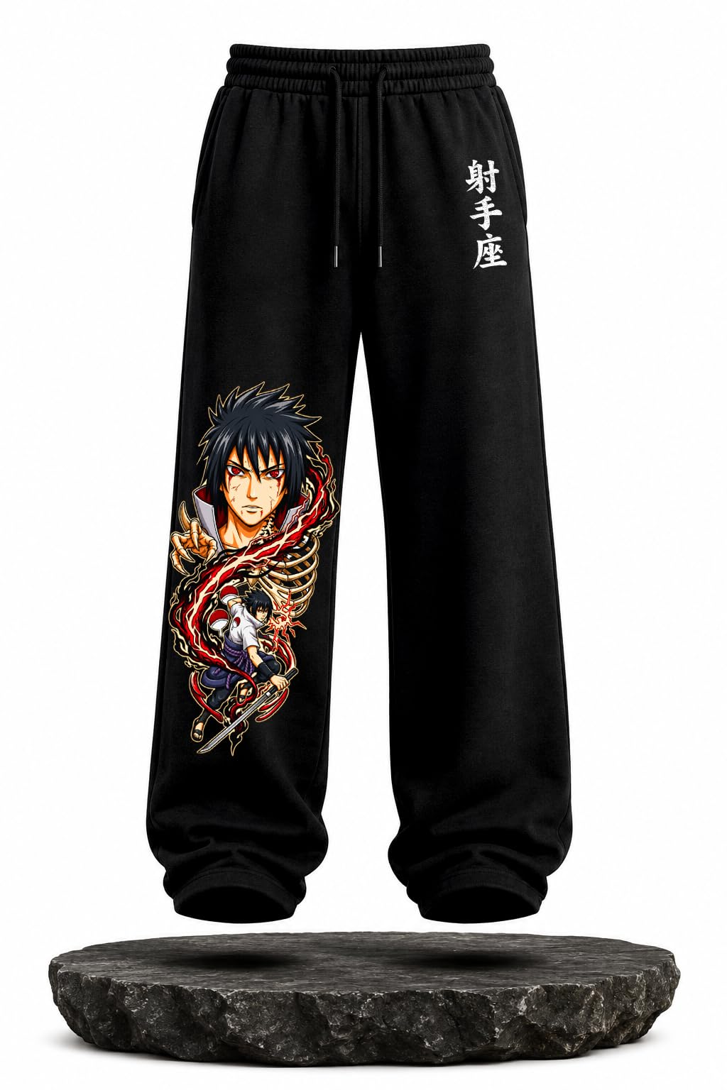 Sasuke Uchiha Anime Graphic Printed Joggers for Men | Cotton Blend 220 GSM, Elastic Waistband, Ribbed Cuffs, Fade-Resistant Print, Regular Fit-image-36