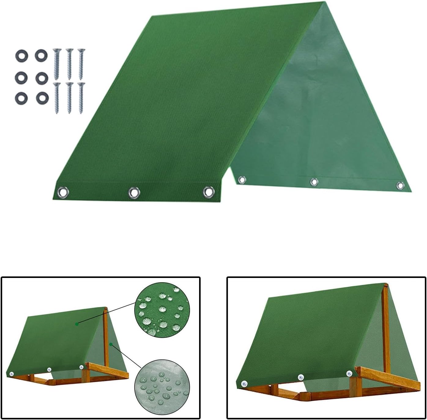 Swing Set Replacement Tarp Playground Roof Screws, Washers Included Backyard Playset Canopy, Green