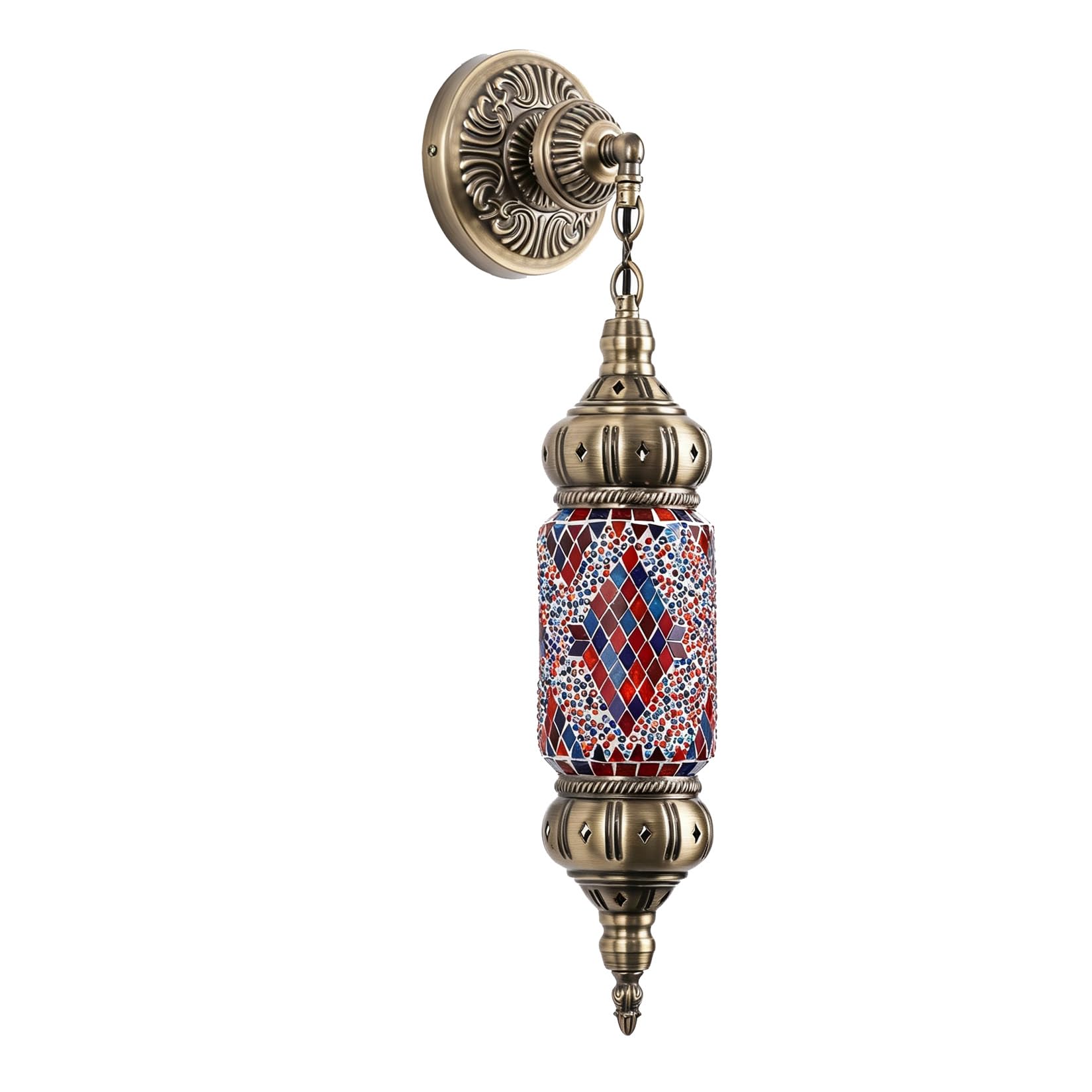 Yjmgrowing Purple Turkish Mosaic Wall Sconce, Moroccan Ethnic Pattern Wall Lamp
