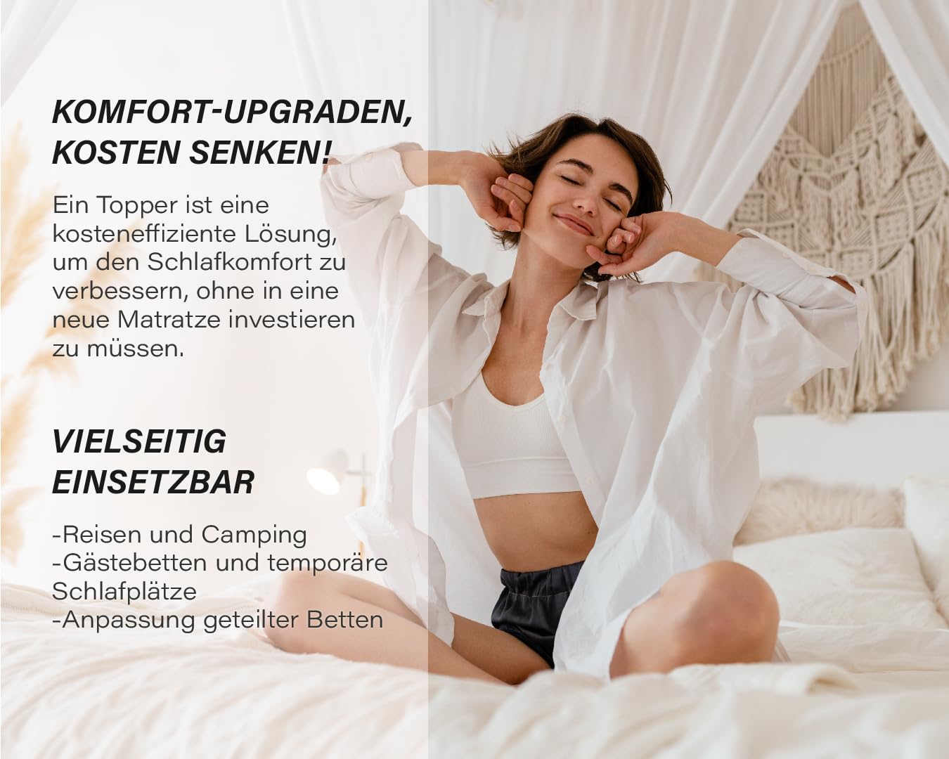 Schaumstoffplatte mit Bezug, Polster, Matratze Auflage, Topper – Schaumstoff für DIY-Projekte z.B. Sitzpolster oder Haustierbett, 180 x 200 cm, Höhe 4cm