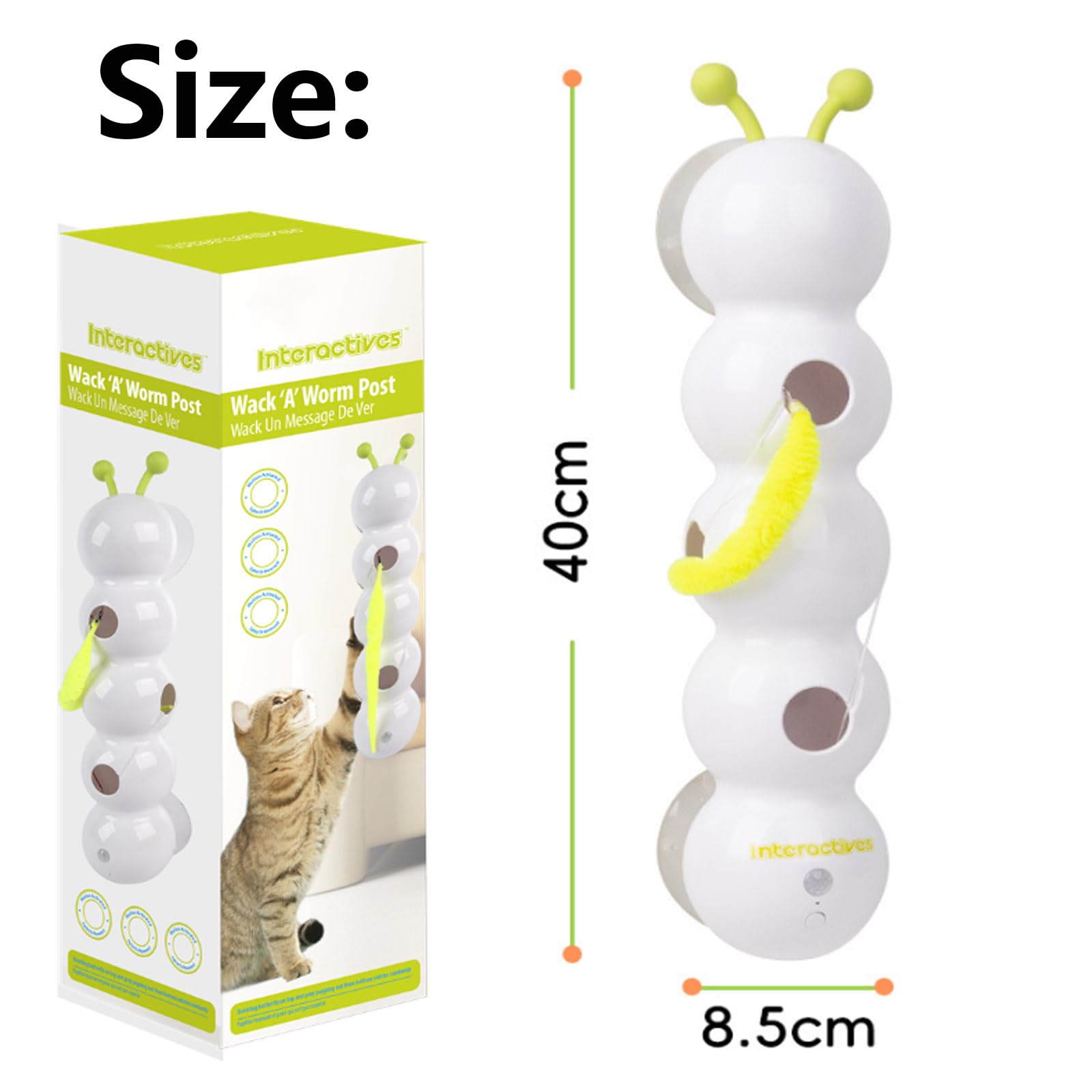 Wuselwurm Katzenspielzeug, Smart Motion Katzenspielzeug Mit Wurmdesign, Intelligent Electric Interactive Cat Toy, Type-C Rechargeable Cat Toy with Feather, Relieves Anxiety (*1 Set)