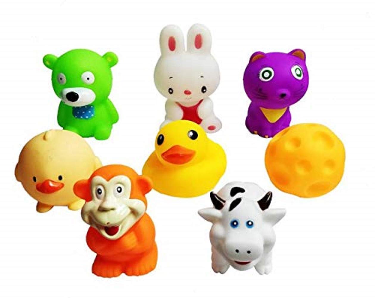 Enorme™ Non-Toxic Baby Squeeze Sound Bath Toy Colourful Chu Chu Set of 12 Pcs Mix Animal Shape Toy (8 Chu Chu Toys)