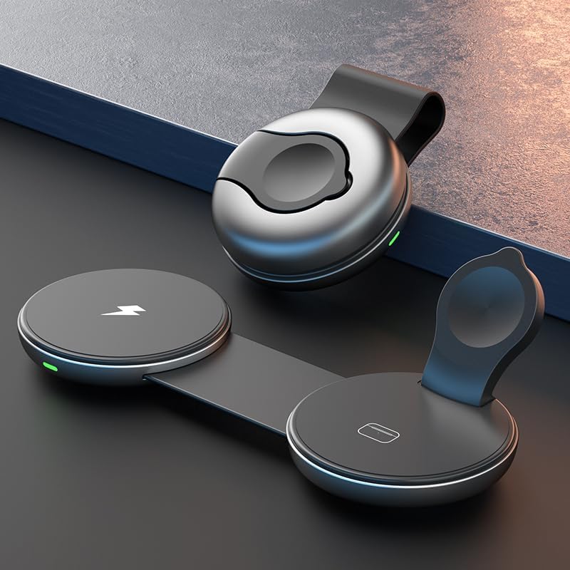 Miniatura 7 de Estación de carga inalámbrica plegable 3 en 1 para Apple de 15 W, cargador magnético rápido para viajes para iPhone 16 15 14 13 12 Pro Max para