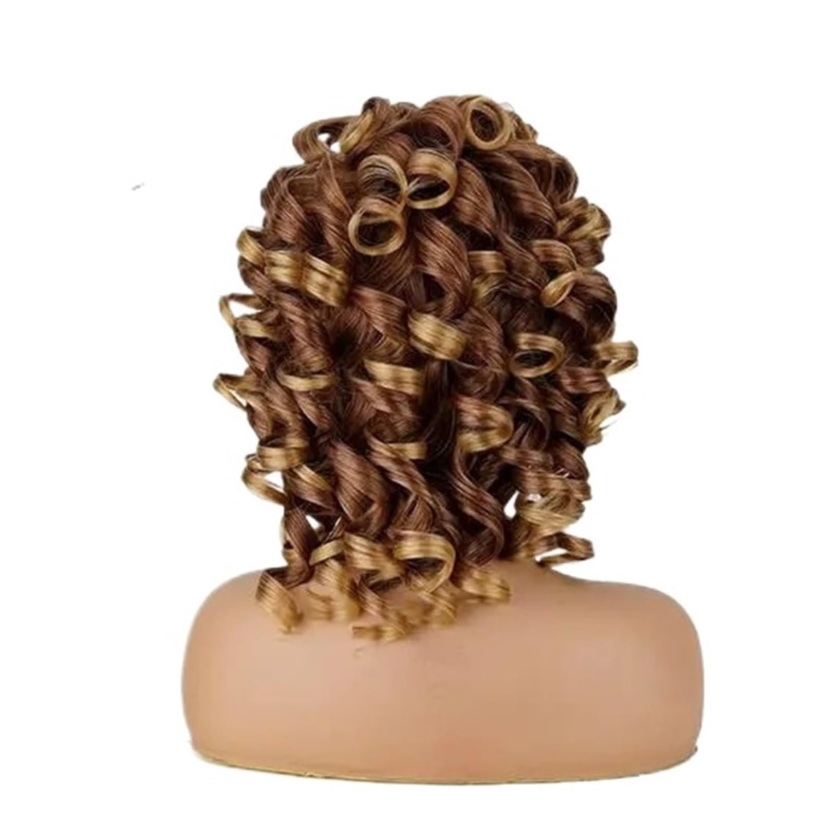 1 Stück Schwarze Kurze lockige Perücke, weich, braun, blond, große Locken mit Pony, lockiges Haar, hitzebeständig, for Damen, täglich, synthetische