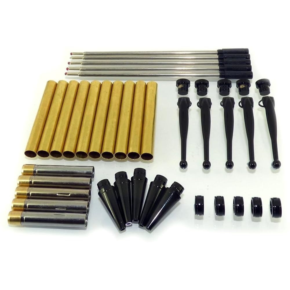 Aboiled Twist Mechanism, X 5 Pieces Woodturning Fancy Slimline Pen Kit Set in Black Chrome Finish