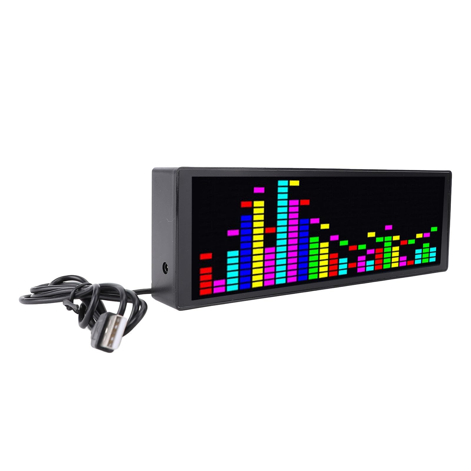 LED Music Spectrum Display, 5V 3W 16x24 384 RGB Music Spectrum Display Built in Voice Sensor, Rhythm Pickup Ambient Light Electronic Clock with 12 Dynamic and 7 Color Effects