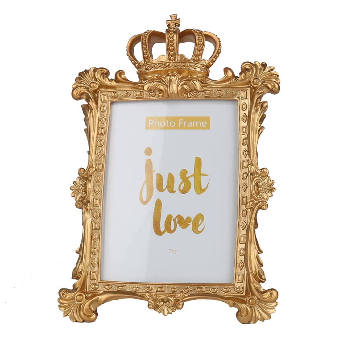 Tsawntd Gold Photo Frame 6.4''x9.8'' Vintage picture Frame Resin Picture with Kickstand Rectangle Tabletop for Portrait or Family Photos