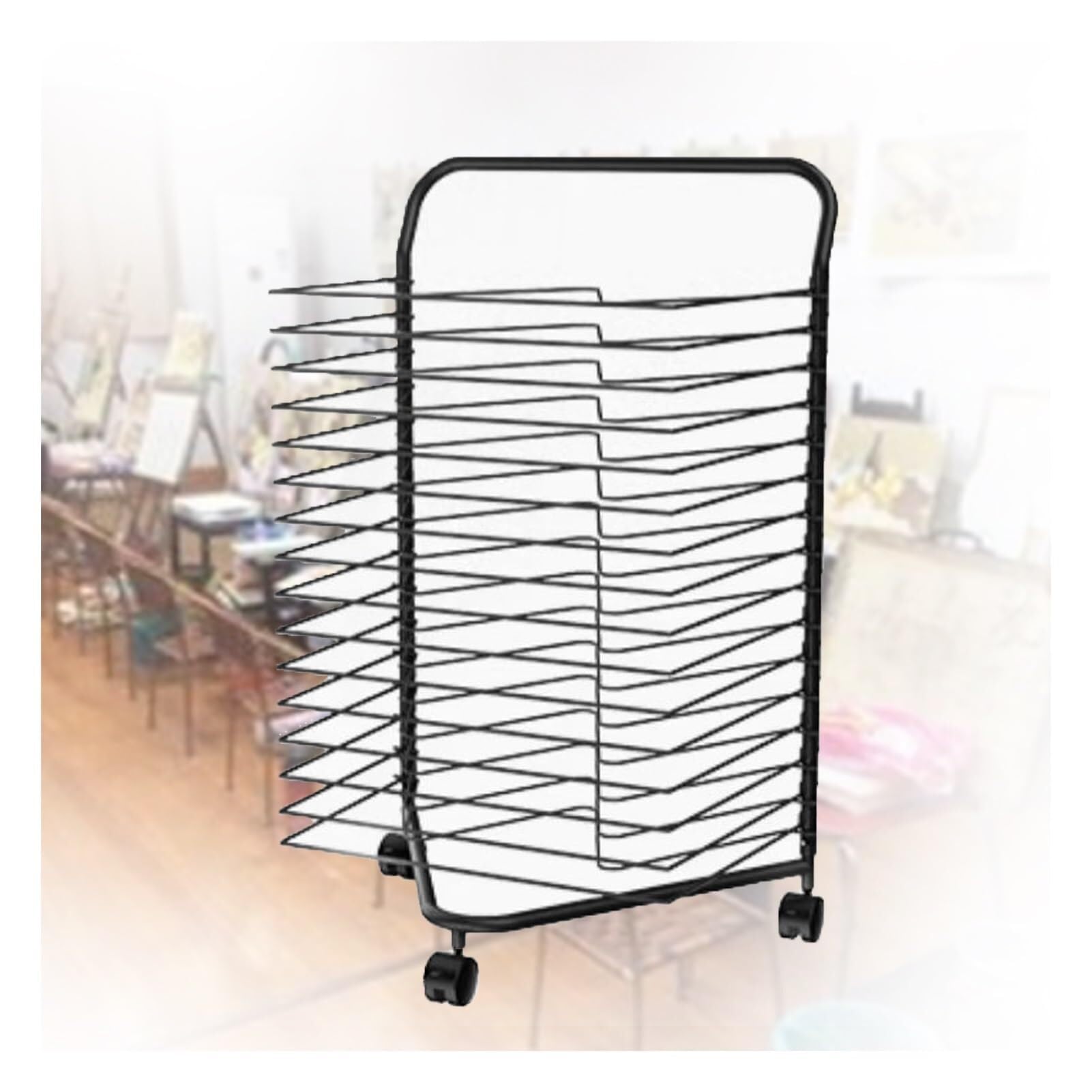 JYHHGDS Portable Art Drying Rack, 16 Shelves Space-Saving Organizer with Wheels, Ideal for Schools, Classrooms, Studios & Art Clubs