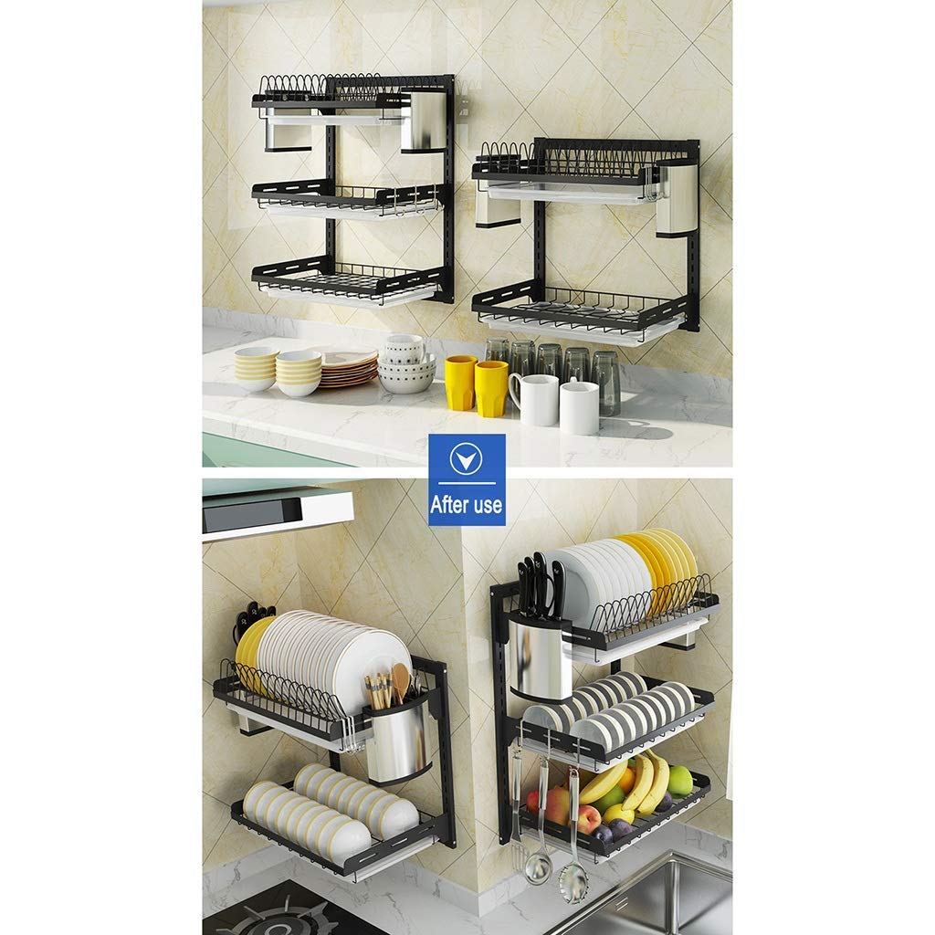 Black 201 En Acier Inoxydable Cuisine Mural Grillé Grille-Paletage de Vidange Avec Cage Às, Porte-Couteau - 2 Couches / 3 Couches./2 Couches