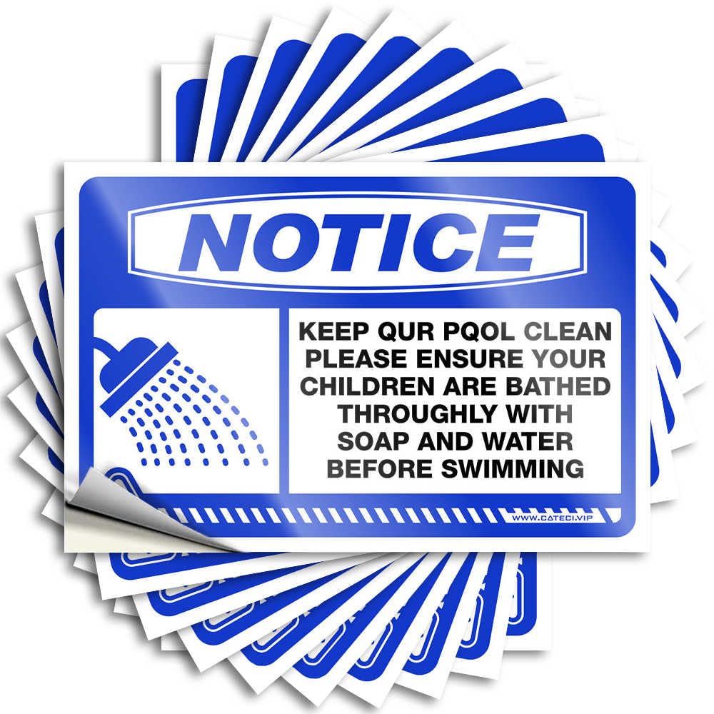 Decals & Notice Keep Our Pool Clean Please Ensure Magnetic for Vehicle Stick-on Funny Kitchen - Man Cave Signs Vintage(12X18CM-6Pcs)