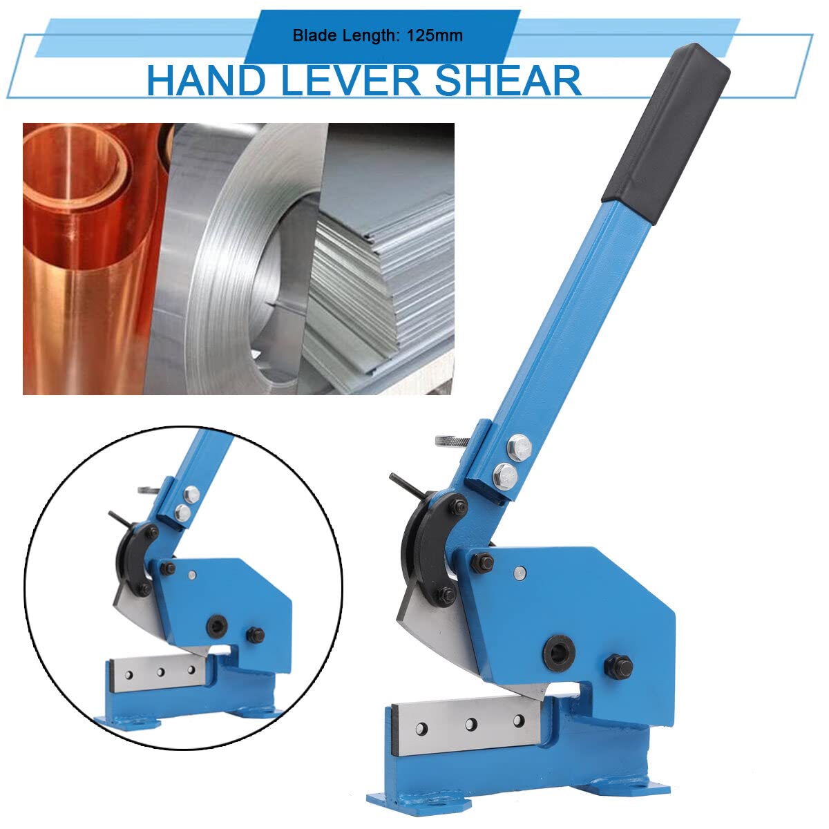 Handhebelschere Hebelschere 125mm Klingenlänge Blechschere Schlagschere Metallschere Hebel, Schnittdicke 6mm, Manuelle Hebelschere für Blech und Metall Material