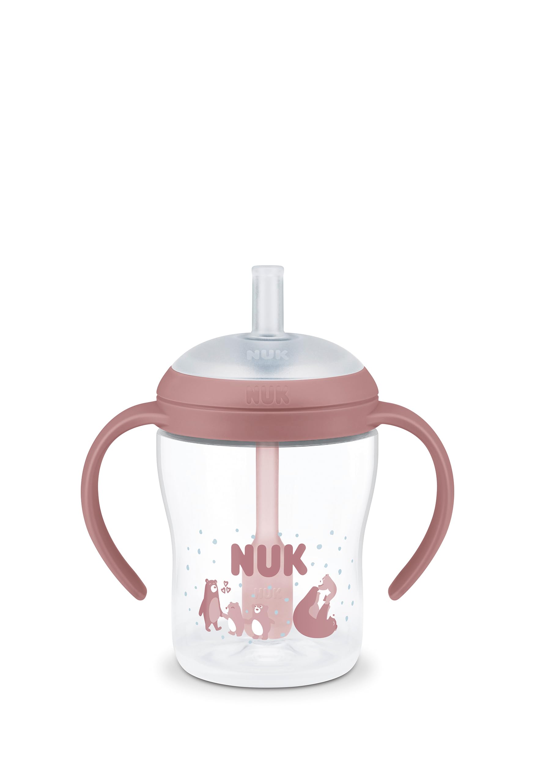 NUK Perfect Match Tasse d’apprentissage avec paille pour bébé | 8+ mois | 150 ml | Tasse avec paille anti-fuite pour bébé | Poignées antidérapantes | Rose | Lot de 1