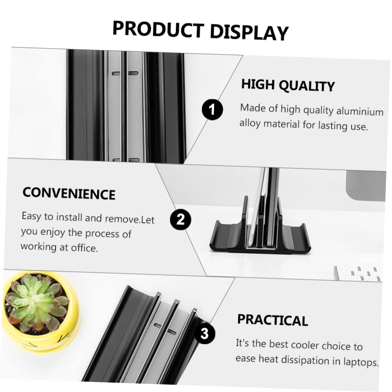 HEMOTON Supporto Verticale Per Laptop Lega Di Alluminio Stand Di Raffreddamento Per Computer Portatile Design Leggero e Facile Da Installare Ottimo Per Ufficio e Casa