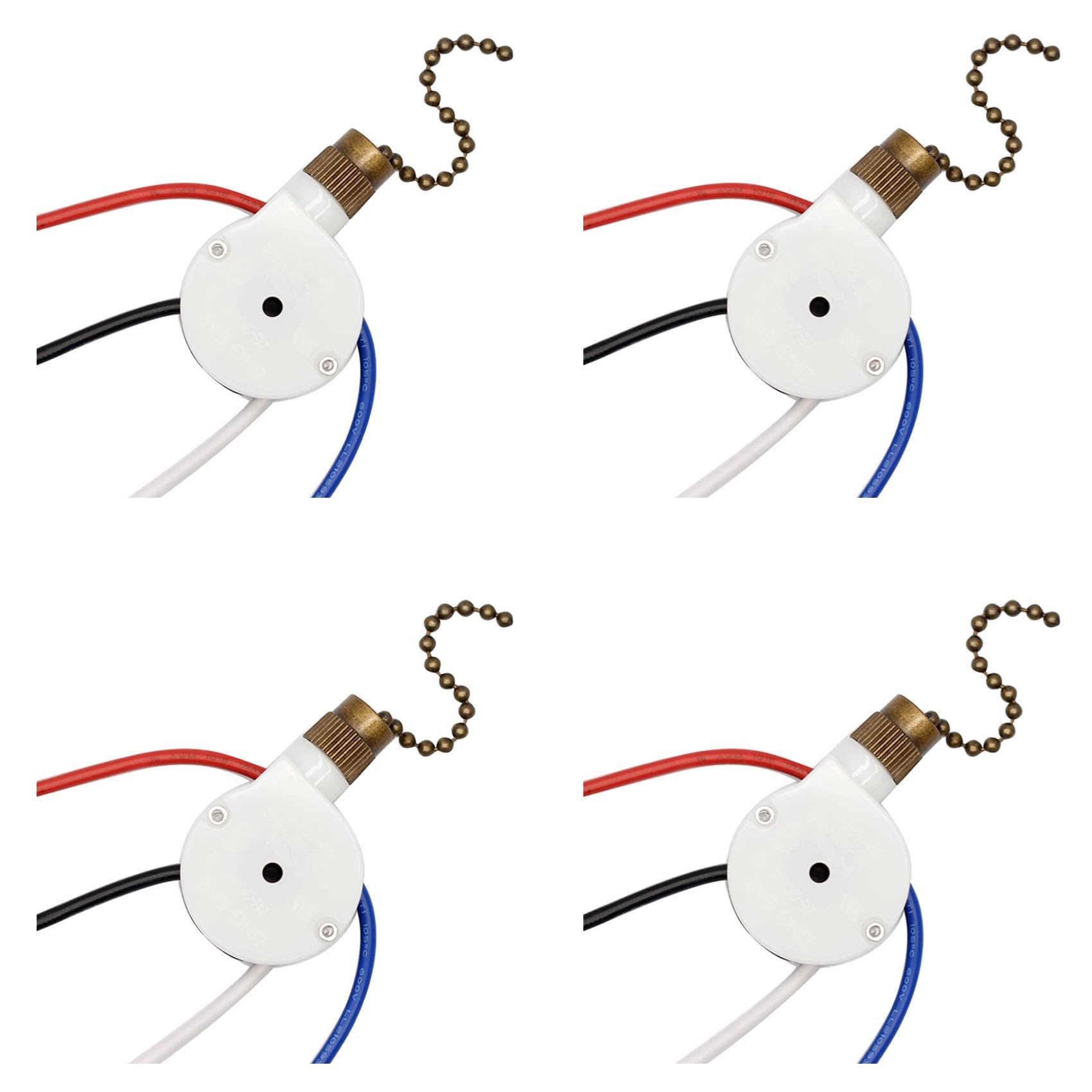 Jnchdghwa Bronze 4Pcs Ceiling Fan Lights Switch Zingear Ze-208S E89885 3 Speed 4 Wire Fan Switch Pull Chain,Fan Lights Switch,