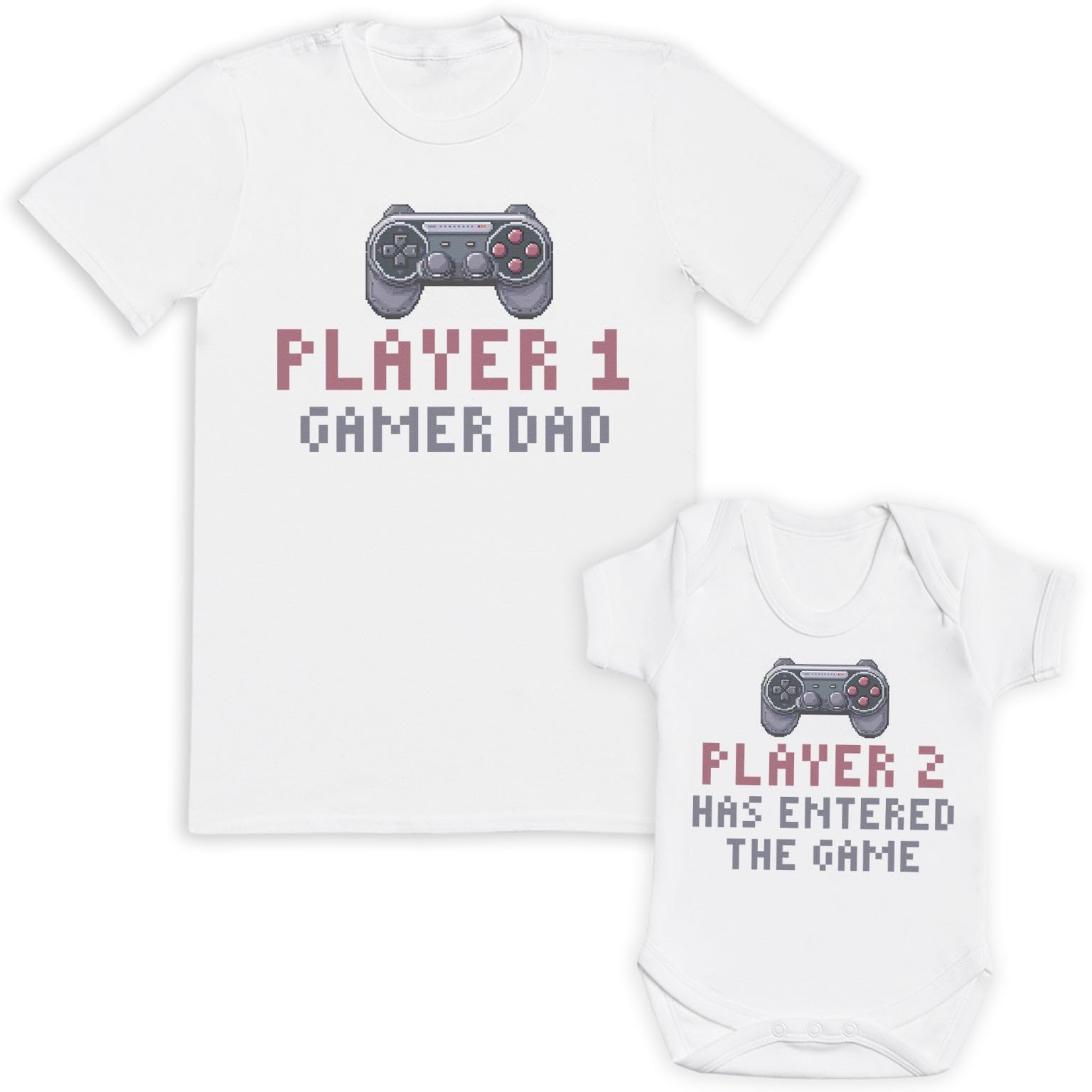 Player 2 Has Entered The Game & Player 1 Gamer Dad - Matching Set - Create Your Own Personalised Set - (Sold Separately) White