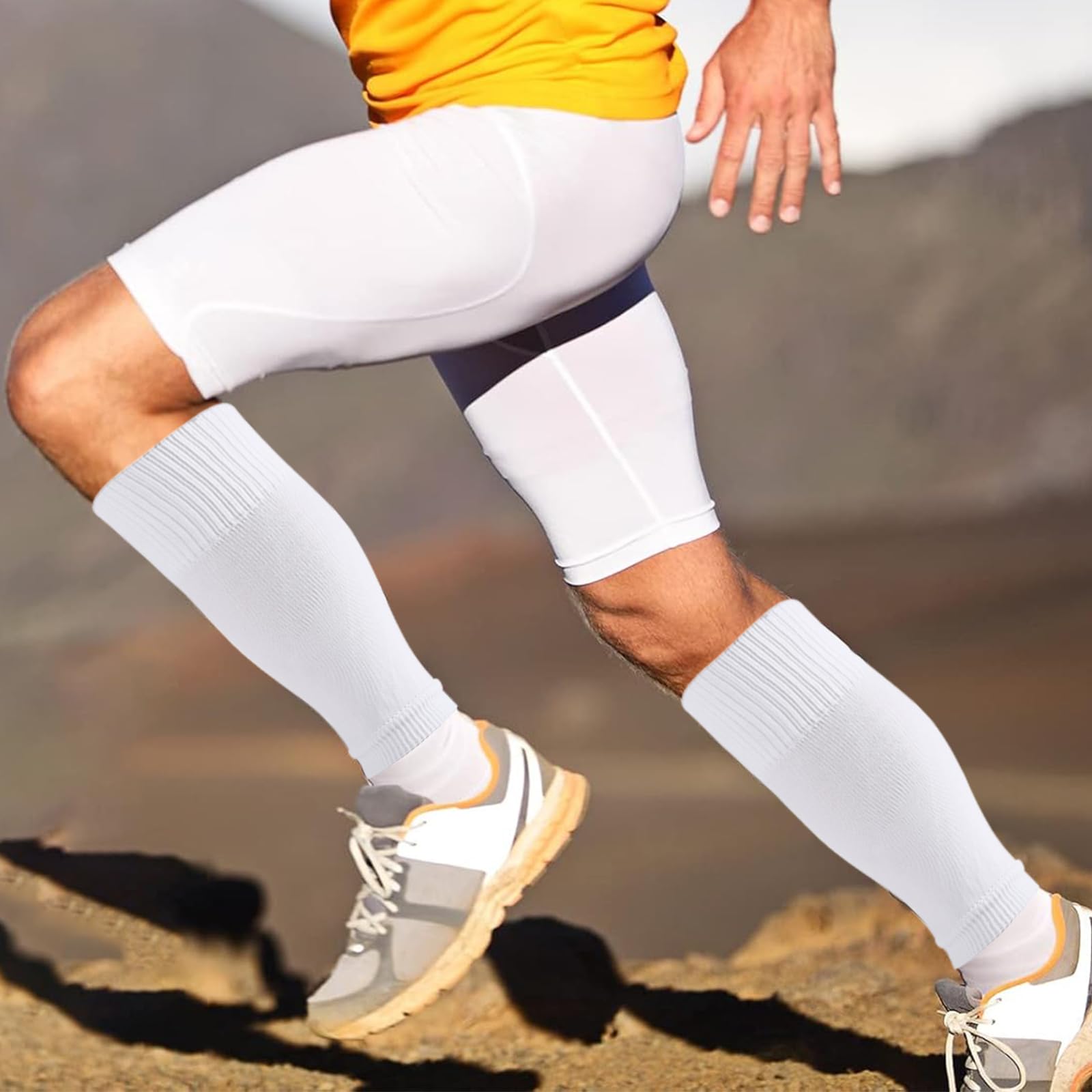 4 Paia Polpaccera Compressione Uomo Donna, Calze Compressione, Gambaletti Compressione, Fascia Elastiche Polpaccio, Per Corsa, Fitness, Sport, Calcio, Ciclismo(nero, bianco）