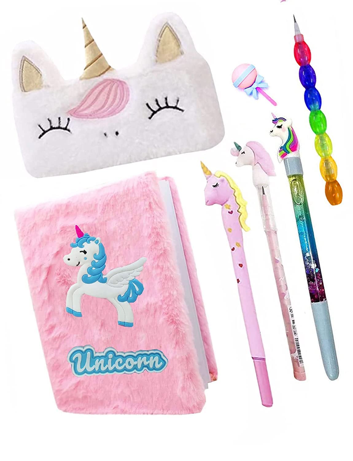 NSR Group Unicorn Stationery Set for Girls with Fur Pencil Box, Unicorn Pen, Unicorn Bullet Pencil, Unicorn Eraser Unicorn Set Dairy for Kids Unicorn Diary Set Gifts for Girls Age 6-7 - (Pack of 7) (B0B46L3N7J) Amazon Price History, Amazon Price Tracker