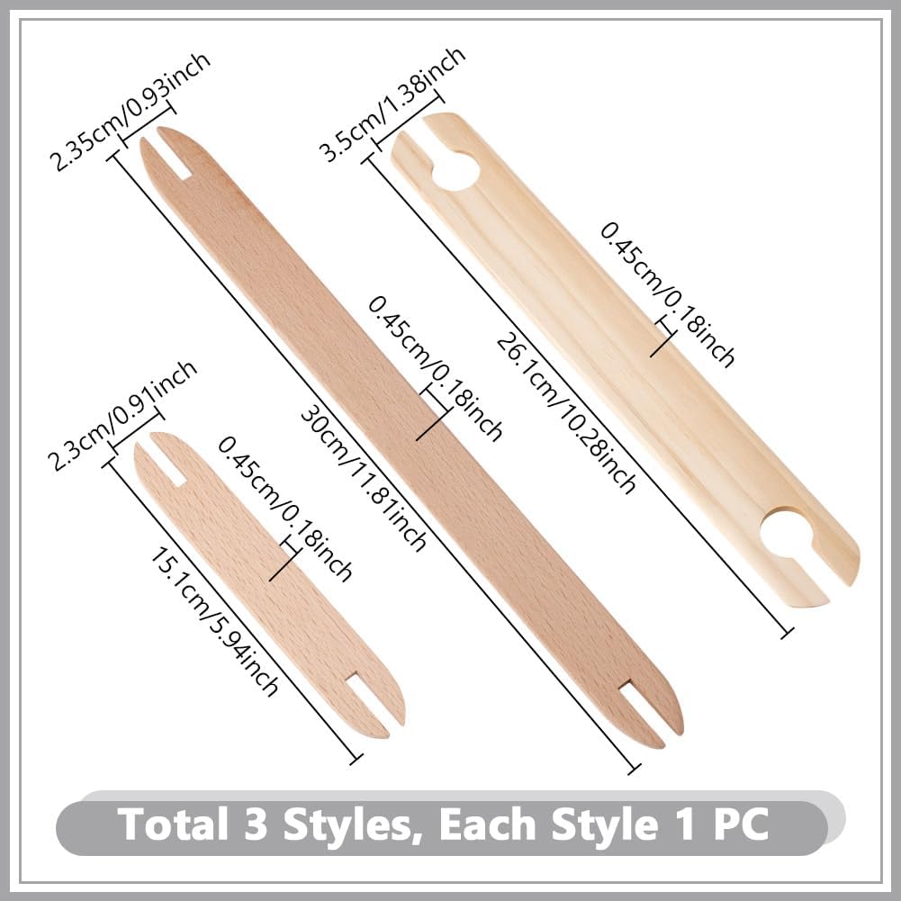AHANDMAKER 3 Sizes Wooden Weaving Shuttle, Hand Knitting Tools Weaving Sticks Knitting, Wooden DIY Weaving Tool Clothing Sewing Accessories for Sweater Scarf Tapestry Cross Stitch Kits