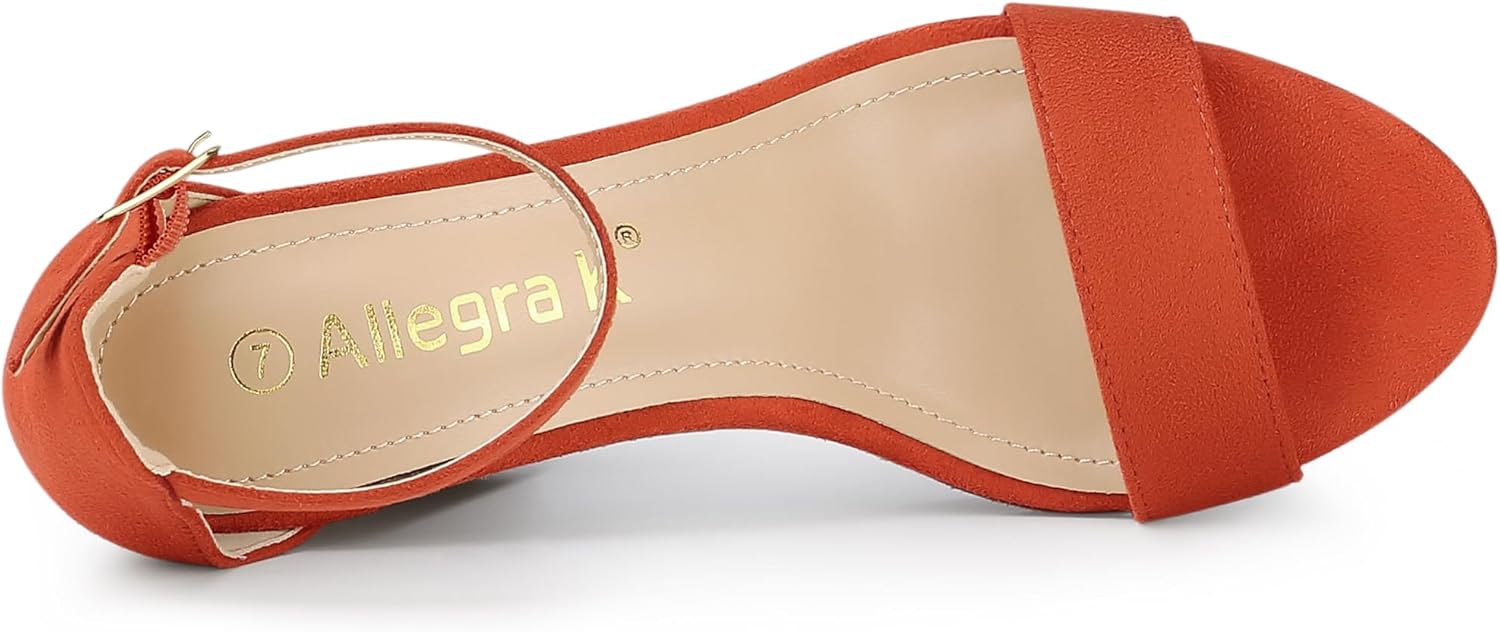 Allegra K Women's Platform Ankle Strap Chunky High Heel Orange Sandals - 6 M US - Image 4
