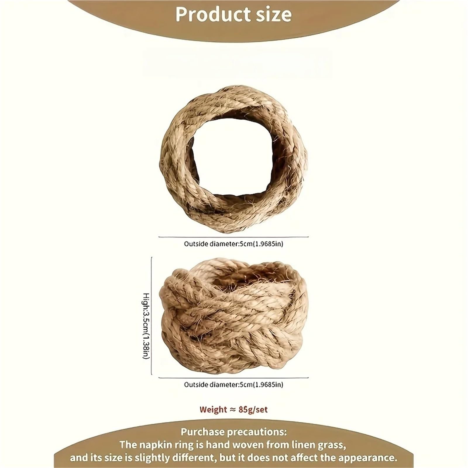 Ensemble de Ronds Serviette tressés en Lin, 48 pièces