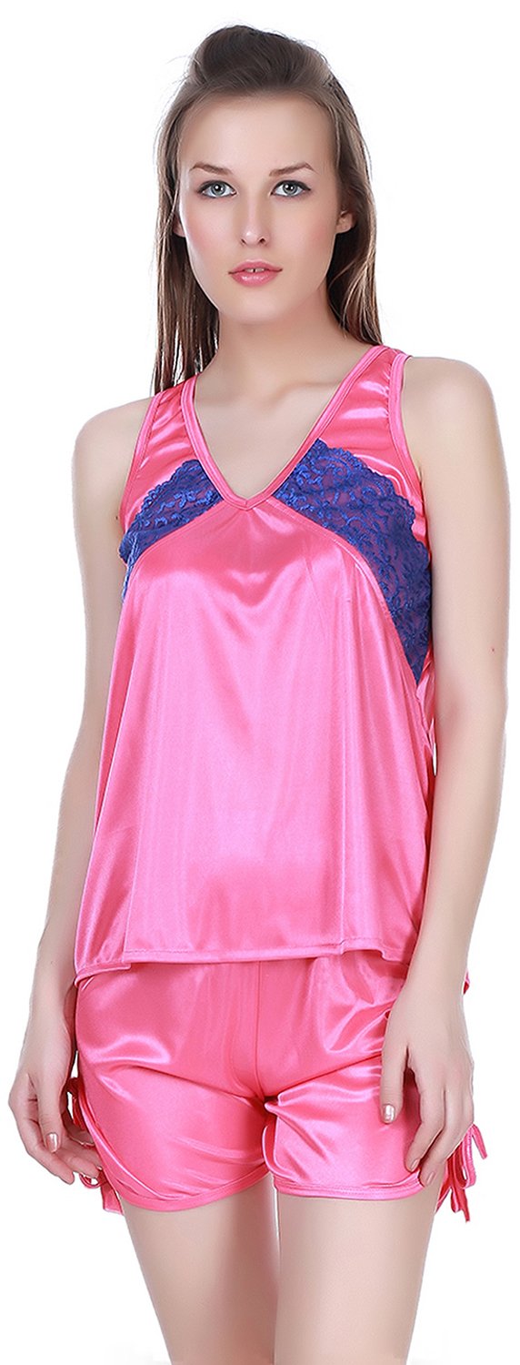 Claura Girls' Satin Shorts-Top Pink 1