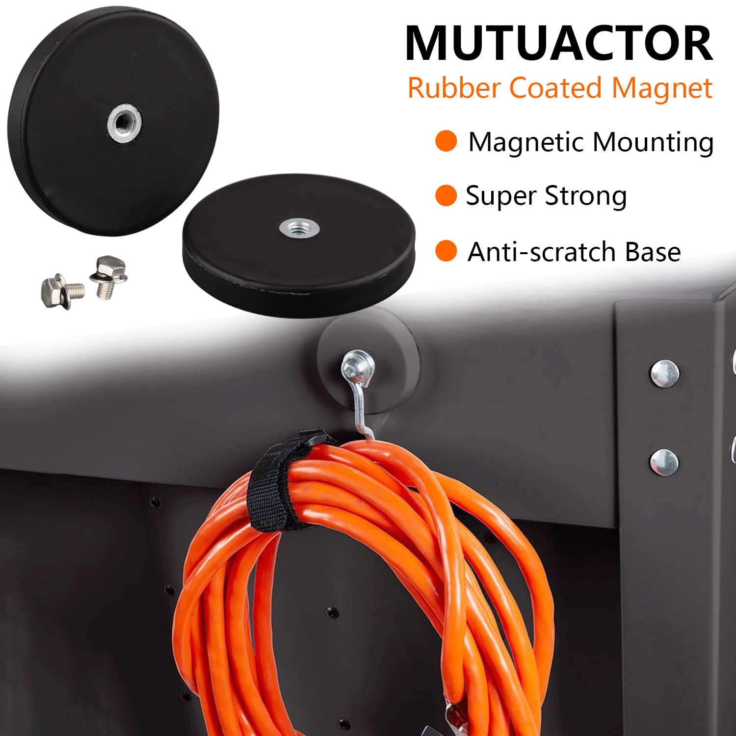 MUTUACTOR Strong Magnetic Mounting Rare Earth Magnet Base,4packs Rubber