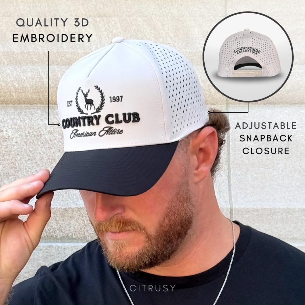 CITRUSY Sportliche Trucker-Golfmütze, leistungsstark, 5-Panel-Kappe, kühl, atmungsaktiv, wasserdicht, Workout, Laufen, Snapback