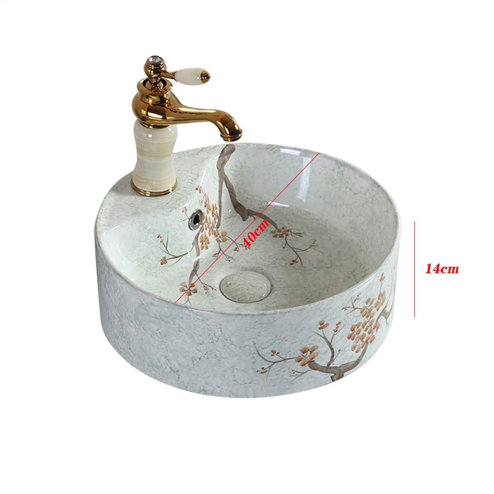 Umywalka Łazienkowa Nablatowa, Prosta Okrągła Ceramiczna Umywalka Łazienkowa, Umywalka Nablatowa, Wysokiej Jakości Ręcznie Malowana Ceramiczna Umywalka Nablatowa, Umywalk