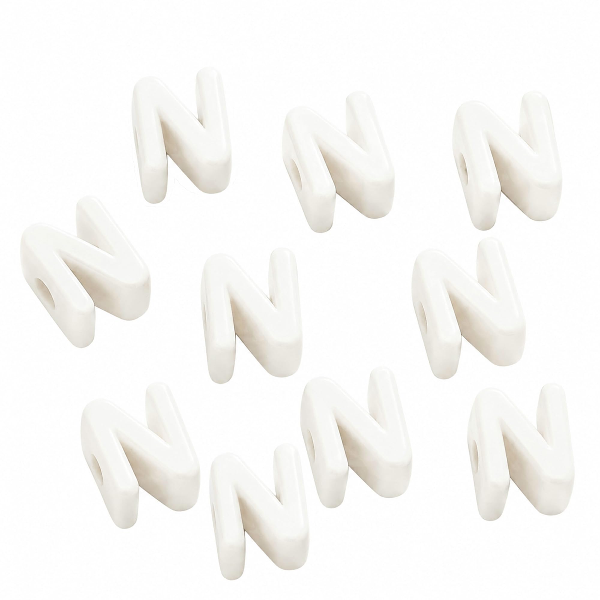 Letter Beads, 10pcs Alphabet Beads, Large Acrylic Letter Beads with 6mm Holes for Bracelet Making, Jewellery, Keyrings and Craft Projects (Cream White, Letter N)