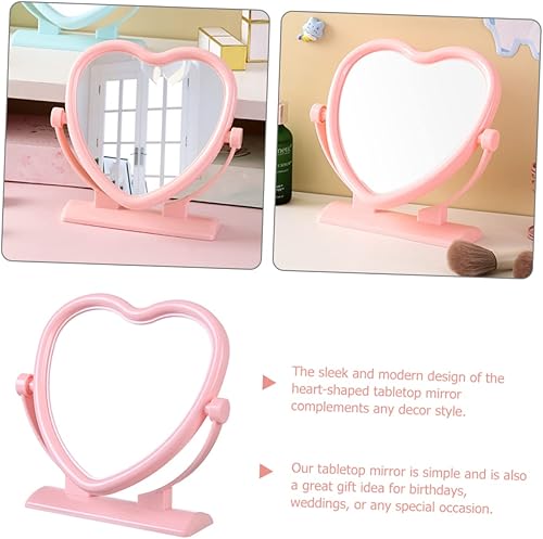 Miniatura 4 de Espejo de mesa en forma de corazón de doble cara rosa tocador de escritorio decorativo espejo de 2 lados
