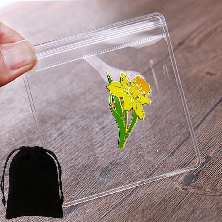 Image of Enamel Pin Badge Daffodil Flower Brooch Pin for Teachers Nurses Doctors Lawyers Architects Interior Designers Florists Gardeners