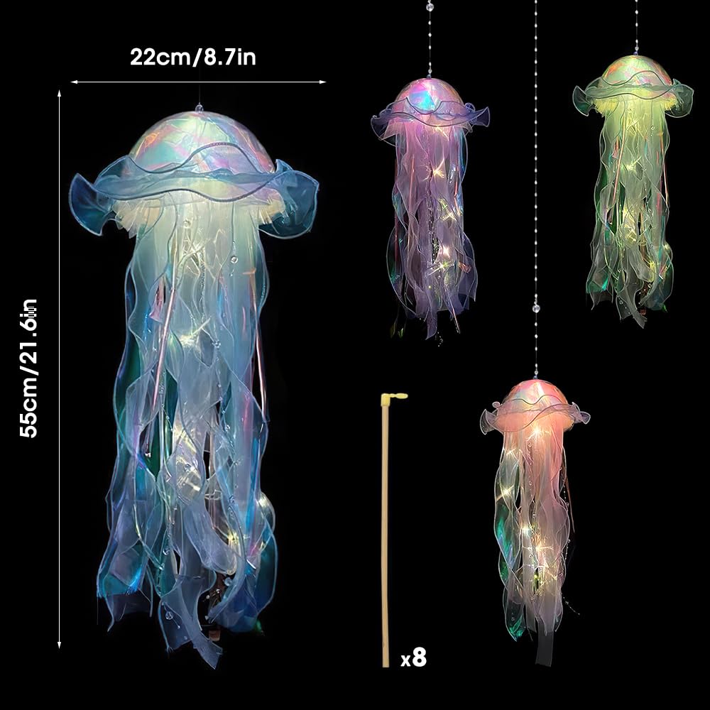 Jonuin 8 Pcs Jellyfish Light, Hanging Jellyfish Lamps, Jelly Fish Light Lamp, Jellyfishs Lanterns, Jelly Fish Decoration - Image 2