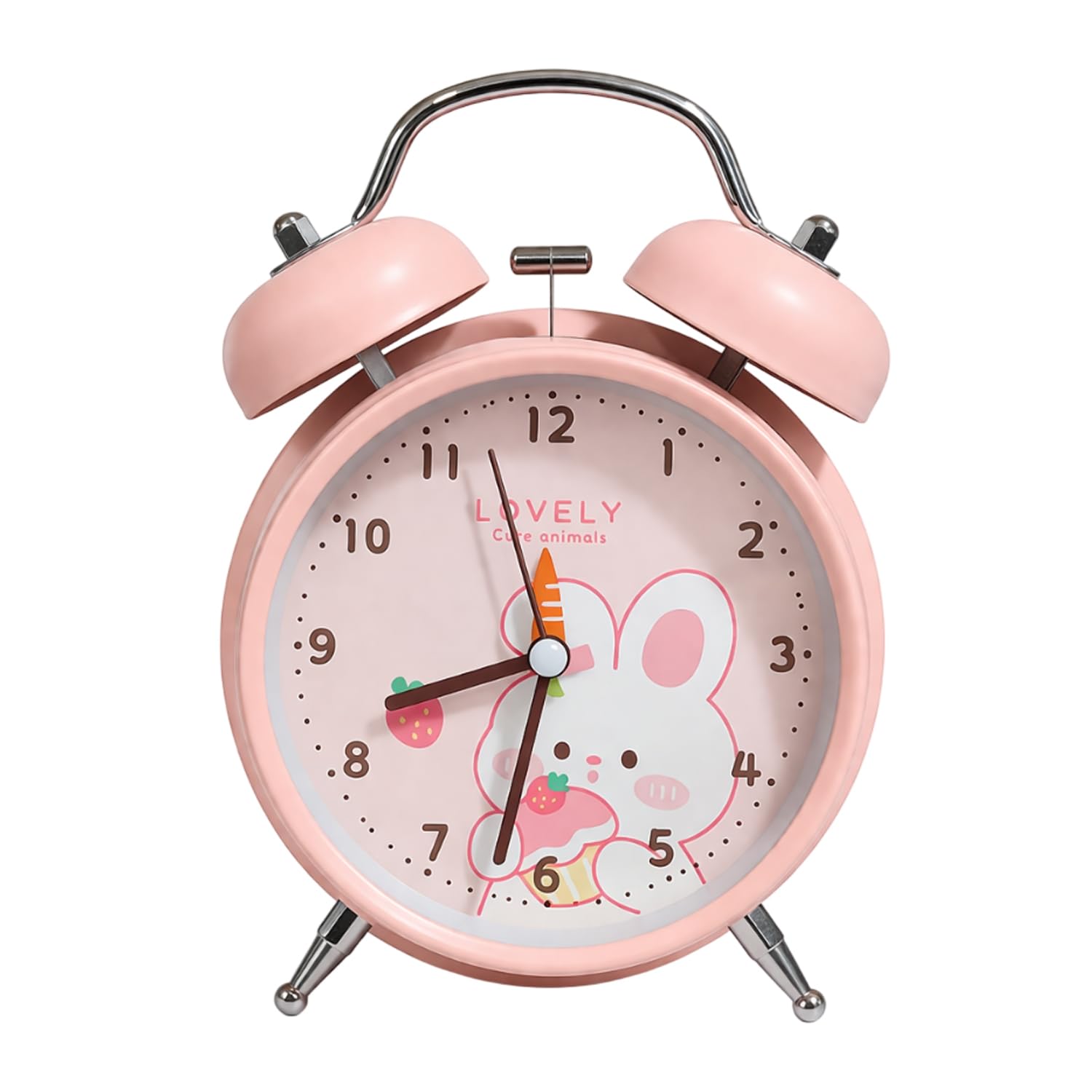 FunBlast Alarm Clock for Heavy Sleepers, Metal Twin Bell Alarm Clock for Bedroom, Classic Analog Clock for Kids Study Table, Travel & Home (Rabbit)-picture-29
