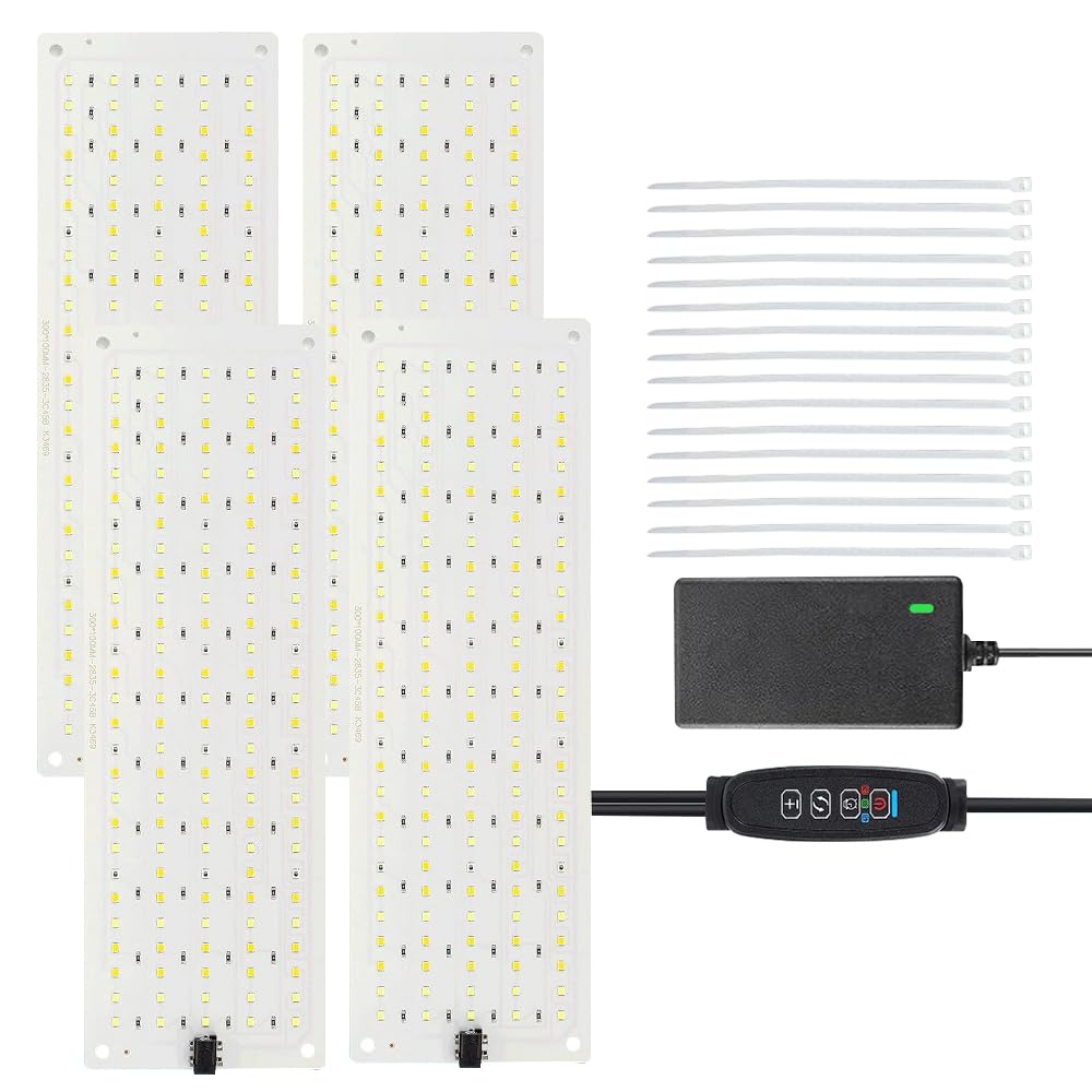 Pflanzenlampe LED Vollspektrum, 4 Stück Grow Light mit 540 LED Lampenperlen, Pflanzenlicht Led Vollspektrum mit Zeitschaltuhr, 10 Arten Helligkeit Plant Lamp für Zimmerpflanzen