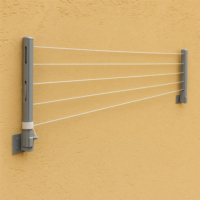 JD FRESH Metal Foldable Wall Mount Cloth Drying Stand with 30 Feet Rope/Wall Hanging Clothes Dryer Rack for Balcony & Indoor Use/Space Saving Wall Mounted Laundry Hanger(Silver)